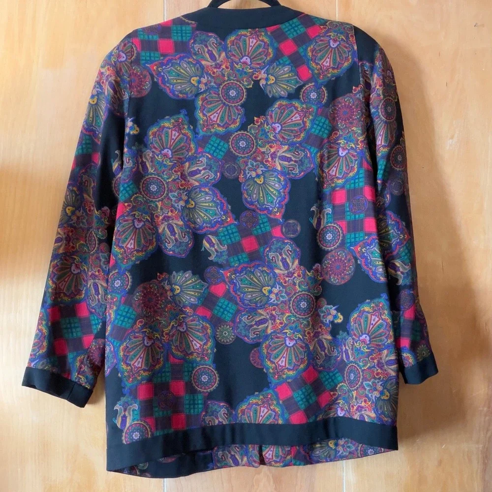 Vintage Gallant Paisley‎ Plaid Print Button Front Jacket Size Large